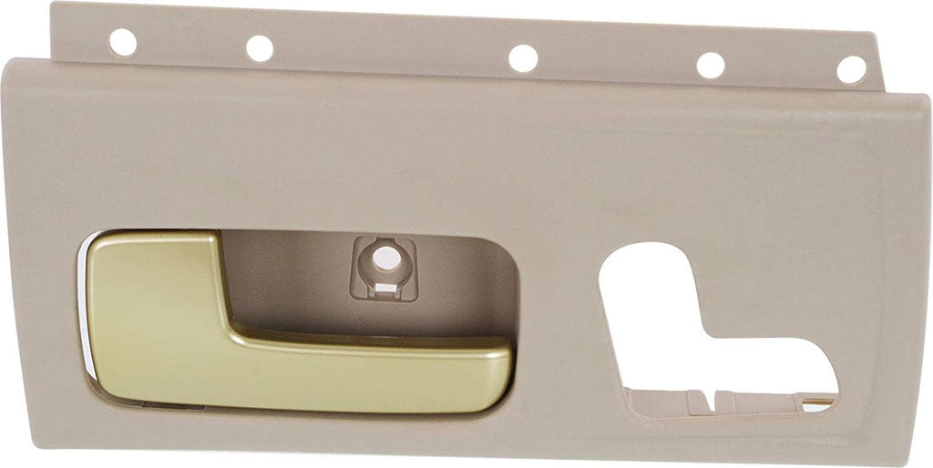 Interior Door Handle Compatible with 2003-2011 Lincoln Town Car Front, Driver Side Beige Bezel with Chrome/Gold Lever