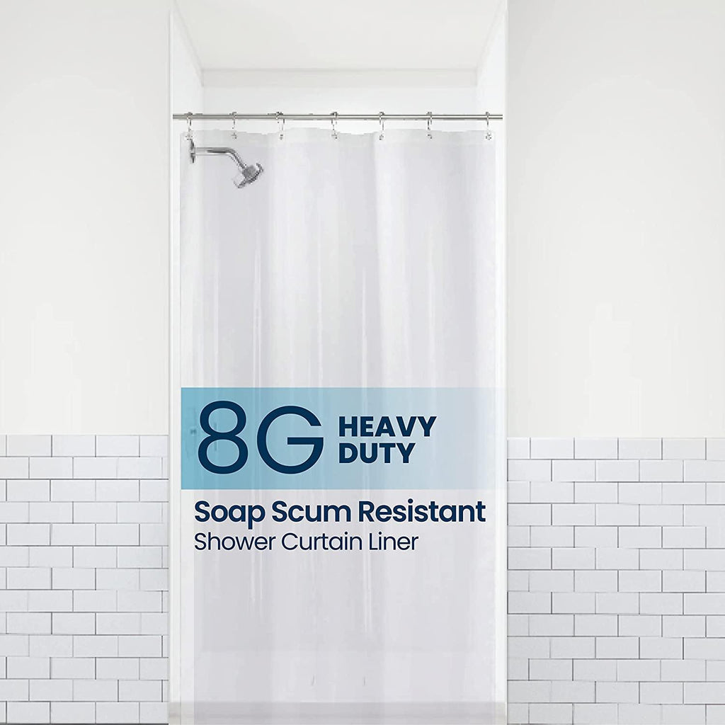 PEVA 8G Bathroom Small Shower Stall Curtain Liner, 36" W X 72" H Narrow Size, Clear, 8G Heavy Duty Waterproof Shower Stall Curtain Liner