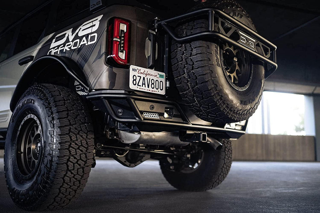 Competition Series Rear Bumper for 2021-2023 Ford Bronco | Fits up to 37” Spare Tire | Mounts Two Light Mounts That Fit 3” Light Pods | Low Profile |