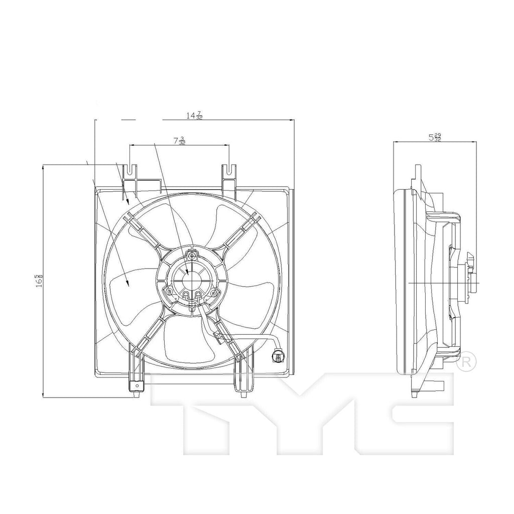 TYC A/C Condenser Fan Assembly for Forester, Impreza 611250