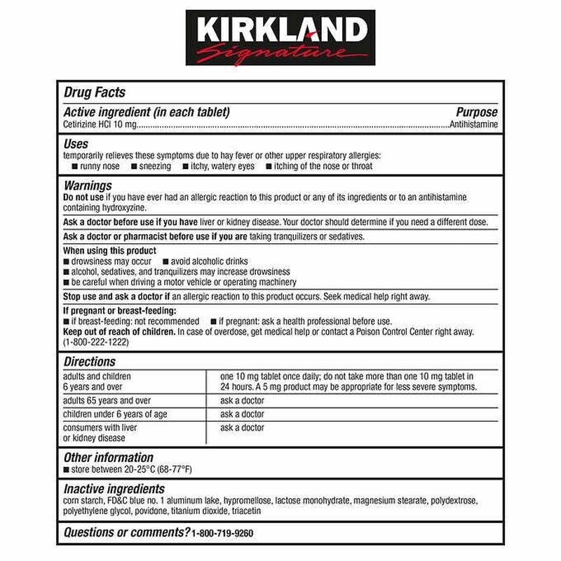 Kirkland Signature Aller-Tec, 365 Tablets