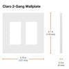 Claro 2 Gang Wall Plate for Decorator/Rocker Switches, Satin, Architectural White (1-Pack)