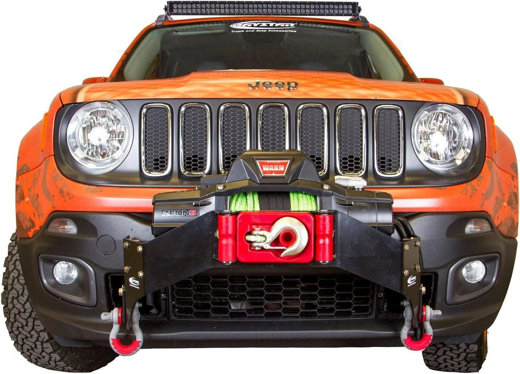 , Jeep Renegade Trailhawk Winch Bumper Fits Trailhawk Model Only, Fits 2015 to 2017 2/4WD, KJ50004BK, Made in America, Black