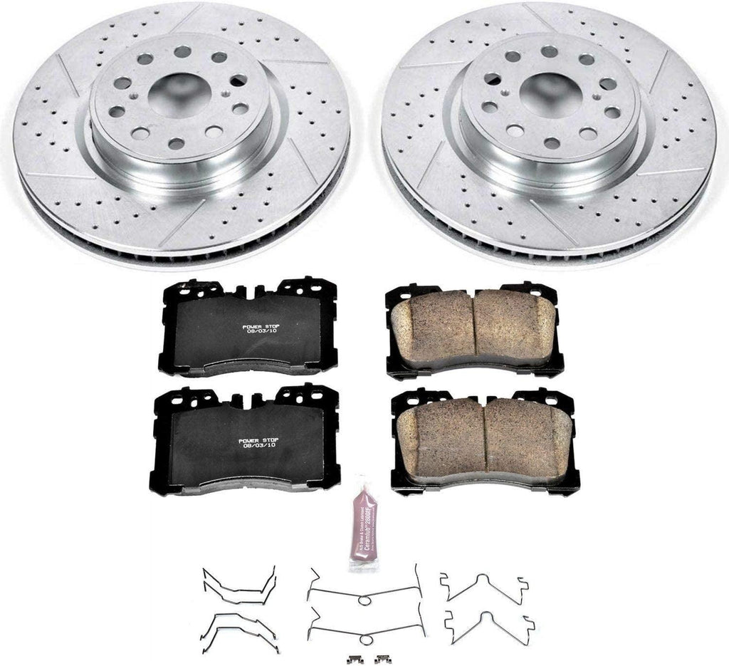 K4686 Front Z23 Carbon Fiber Brake Pads with Drilled & Slotted Brake Rotors Kit