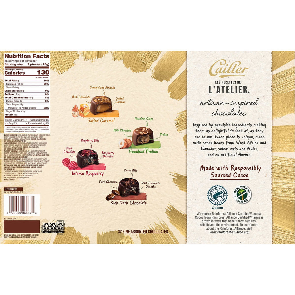 Cailler L'Atelier Artisan Inspired Chocolates, Variety Pack (32 Count)