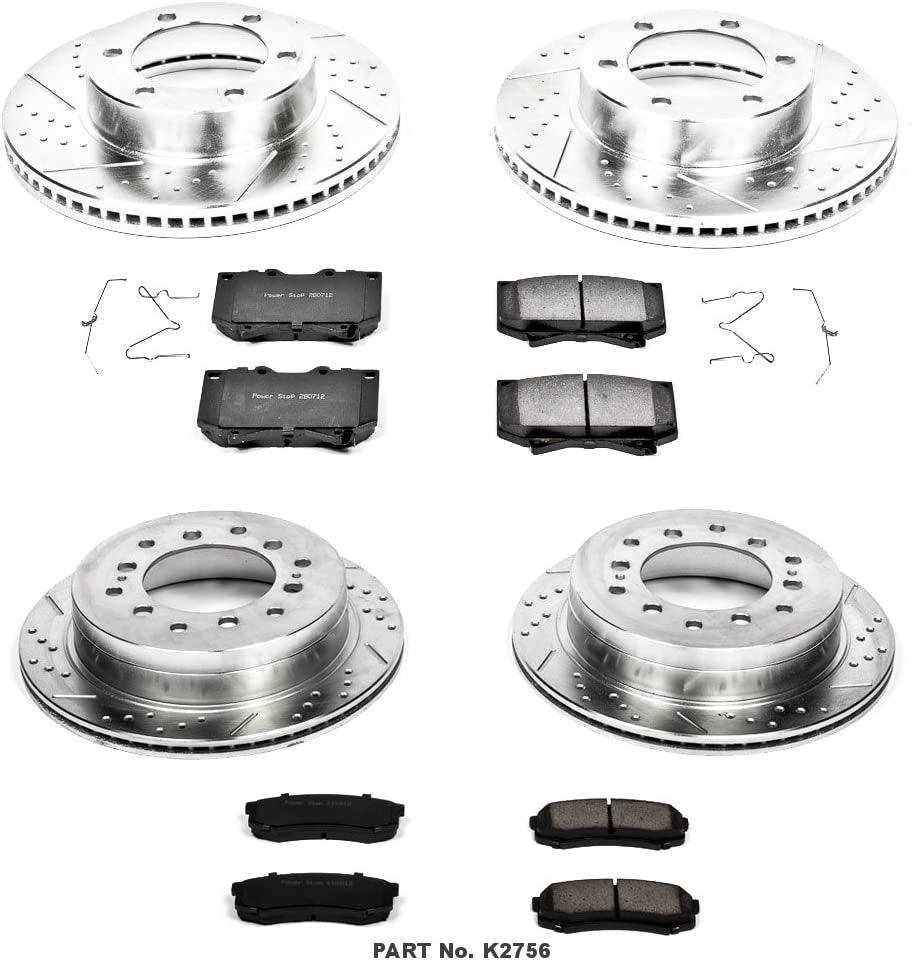 K2756 Front and Rear Z23 Carbon Fiber Brake Pads with Drilled & Slotted Brake Rotors Kit