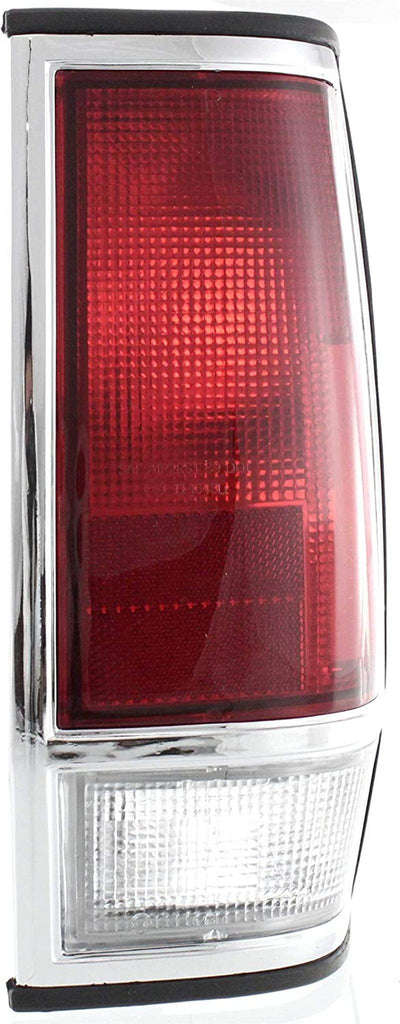 Tail Light Lens and Housing Compatible with 1985-1986 Nissan 720 with Chrome Trim, Set of 2, Driver and Passenger Side