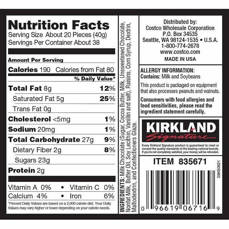 Kirkland Signature Raisins, 3.4Lb, Raisins Covered in Milk Chocolate. FAST SHIP