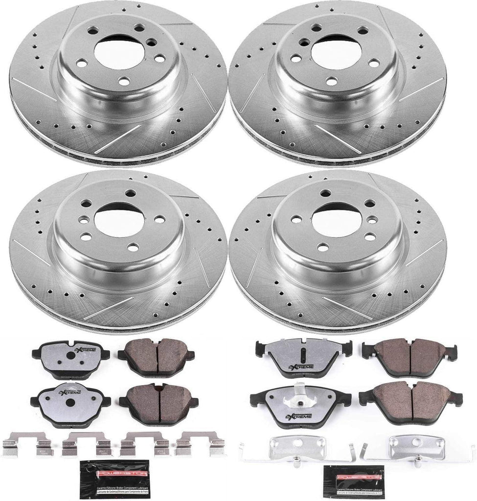 K7237-26 Front and Rear Z26 Carbon Fiber Brake Pads with Drilled & Slotted Brake Rotors Kit