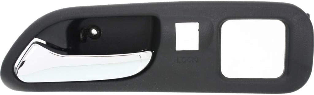 for Acura MDX Interior Door Handle Front, Driver Side Black Bezel with Chrome Lever (2001-2006) | with Door Lock Hole| Trim : All Submodels