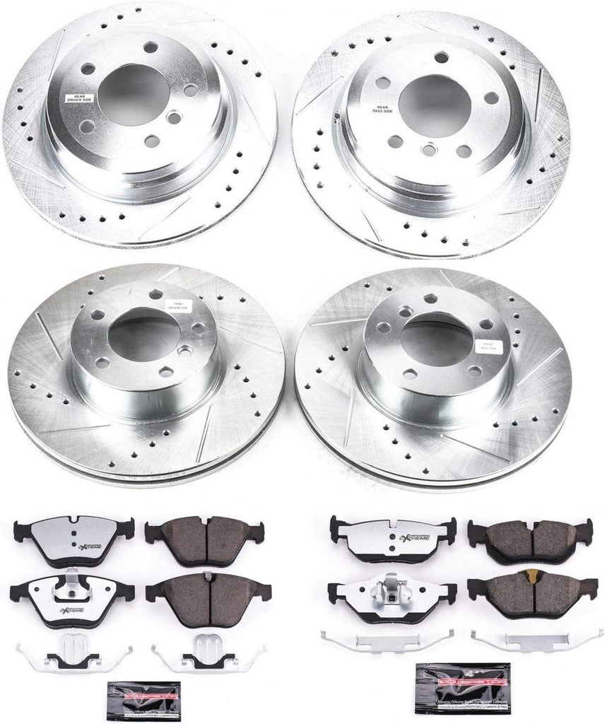 K4105-26 Front and Rear Z26 Carbon Fiber Brake Pads with Drilled & Slotted Brake Rotors Kit