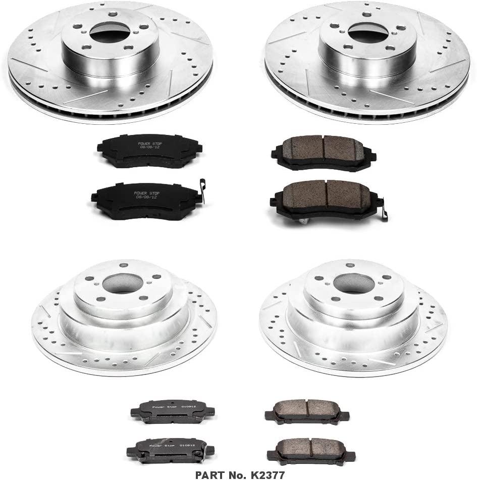 K2377 Front and Rear Z23 Carbon Fiber Brake Pads with Drilled & Slotted Brake Rotors Kit