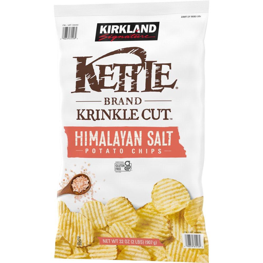 Kettle Brand Kirkland Signature Potato Chips, Krinkle Cut Himalayan Salt Kettle Chips, 32 Oz