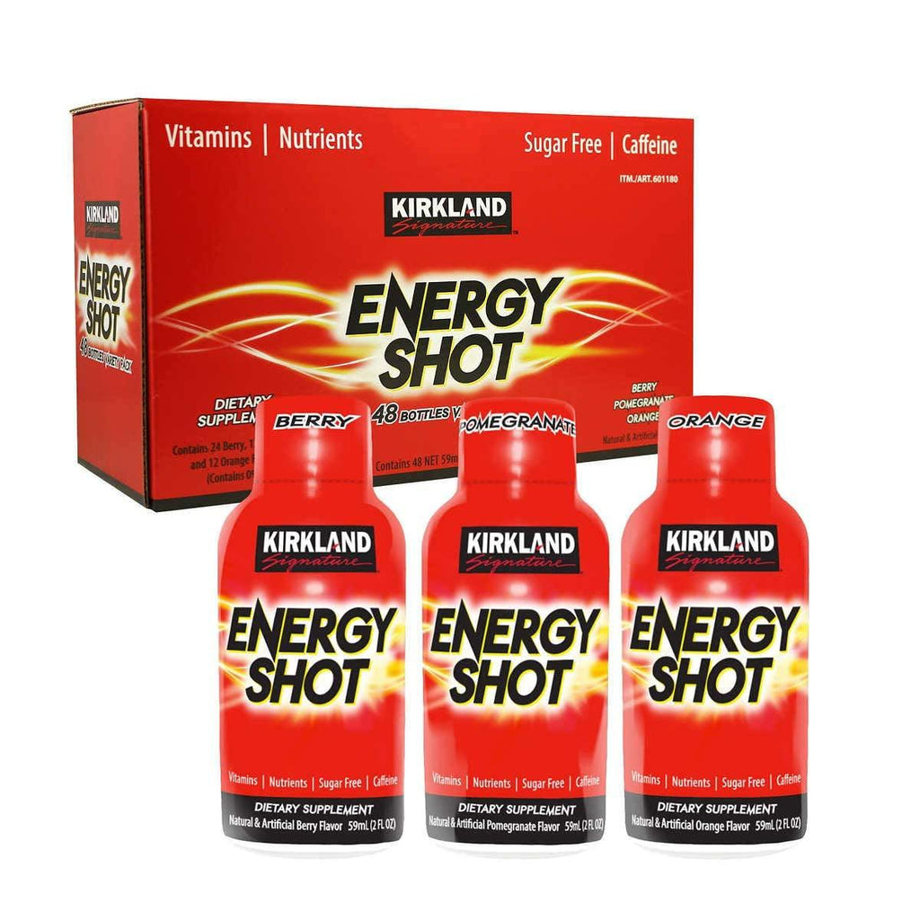 Kirkland Signature Energy Shot (48 Count), "24 Berry, 12 Pomegranate, & 12 Orange, 2 Fl Oz Each, 48 Count (Pack of 1)