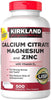 Kirkland Signature Expect More Calcium Citrate Magnesium and Zinc, 500 Tablets