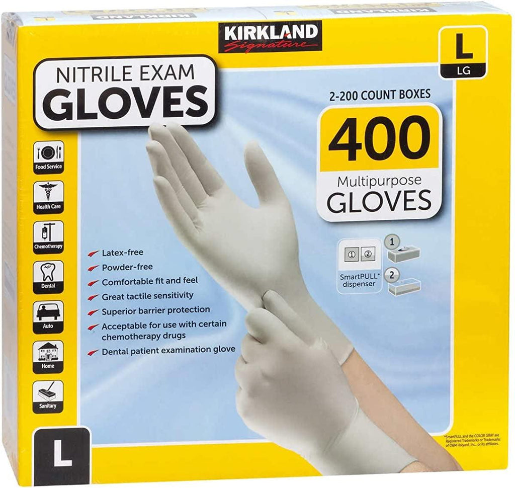 Nitrile Gloves Large, 2- Boxes of 200 Each. 400 Total