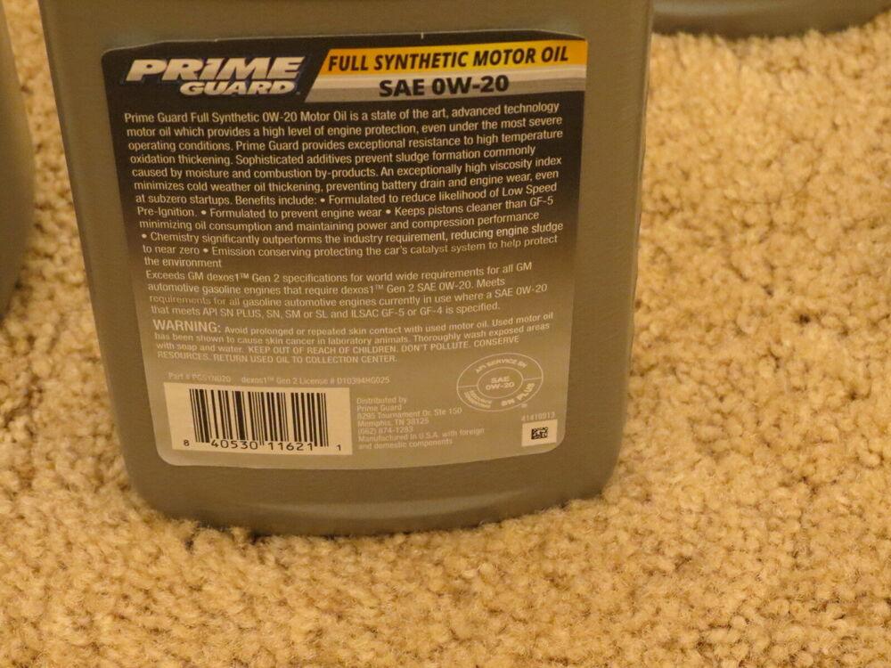 Prime Guard Full Synthetic Motor Oil SAE 0W-20 Case of 6 - greatparts