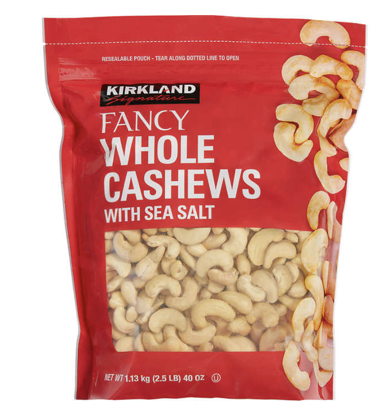 2 Packs Kirkland Signature Whole Fancy Cashew Nuts With Sea Salt 2.5lb Each Pack