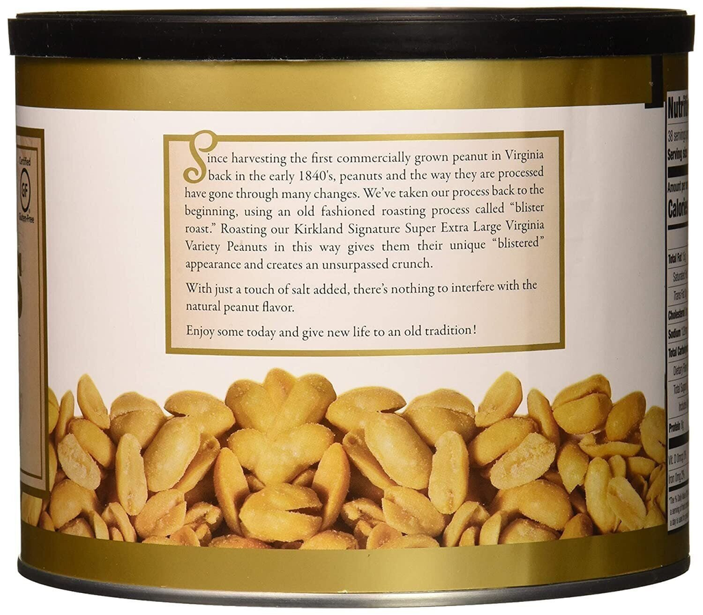 (Pack of 2) Kirkland Signature Nuts, Super XL VA Peanuts, 40 Ounce