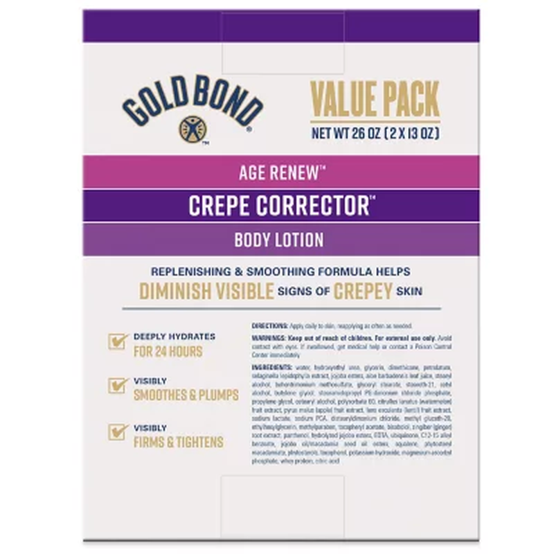 Gold Bond Age Renew Crepe Corrector Body Lotion, 13 Oz., 2 Pk.