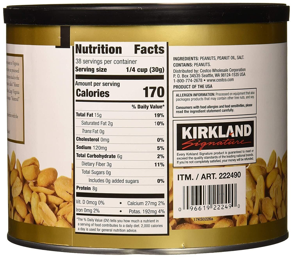 (Pack of 2) Kirkland Signature Nuts, Super XL VA Peanuts, 40 Ounce