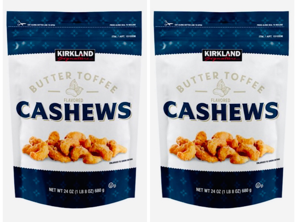 Kirkland Butter Toffee Flavored Cashews 24 Oz Bag - 2 Pack