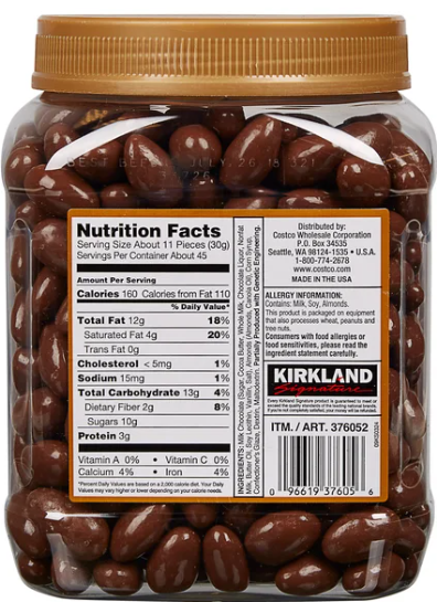 Kirkland Signature Milk Chocolate Covered Almonds 3 LB Each - 2 Packs