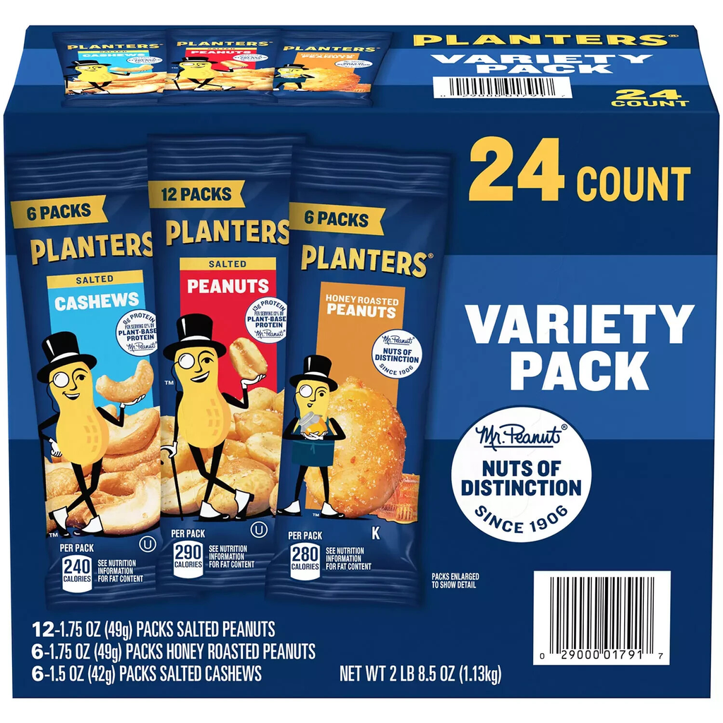 Planters Nuts Cashews and Peanuts Variety Pack (40.5 oz., 24 pk.) Great Price