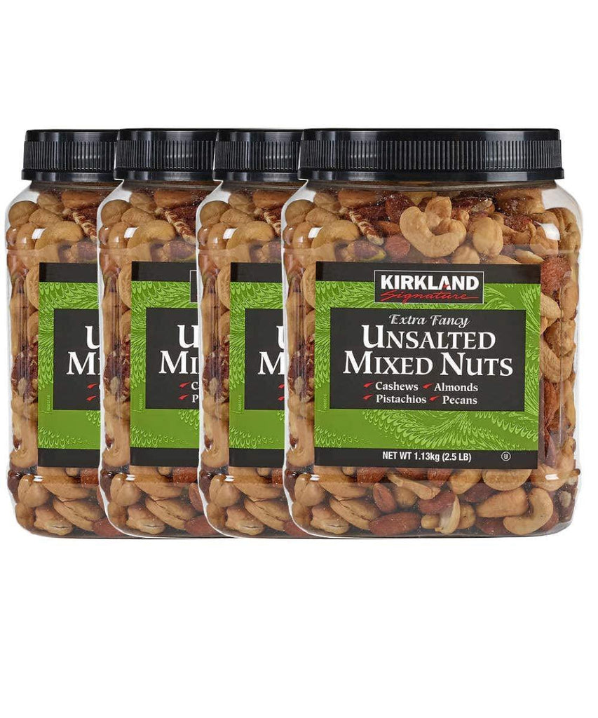 Signature Extra Fancy Mixed Nuts Unsalted and Shelled 40 Oz (Pack of 4), 1 Pack of Roasted Virginia Peanut Also Included by Bulkidoki