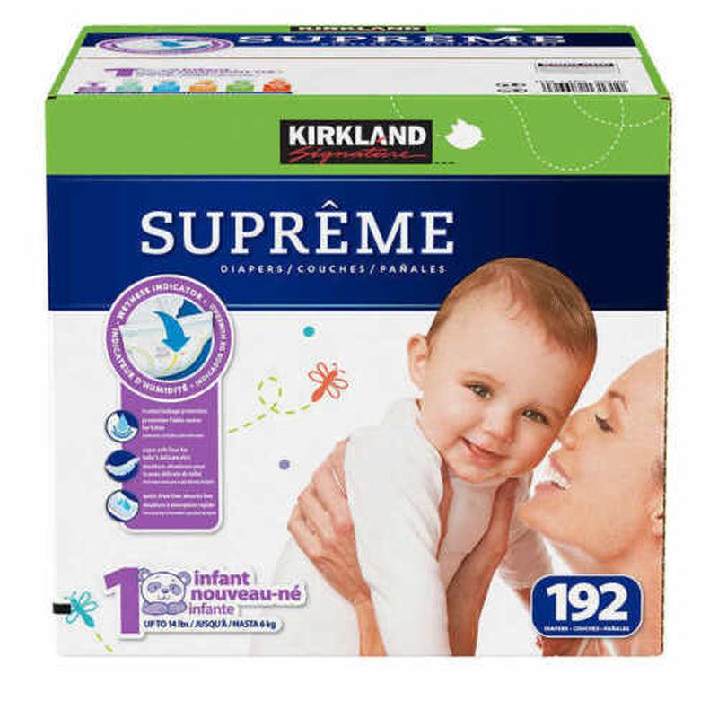 Size 1 up to 14Lbs, 192 Count Kirkland Signature Supreme Diapers FREE SHIPPING