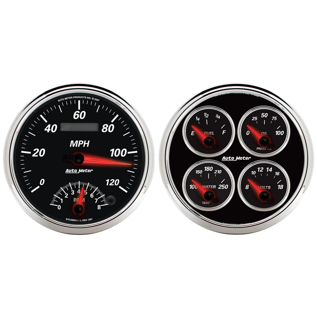 2 PC. GAUGE KIT 5 in. QUAD & SPEEDOMETER 240-33 O DESIGNER BLACK II