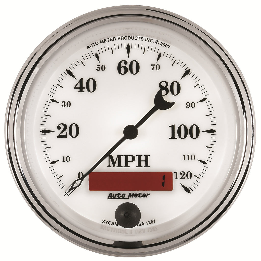 3-3/8 in. SPEEDOMETER 0-120 MPH OLD-TYME WHITE II