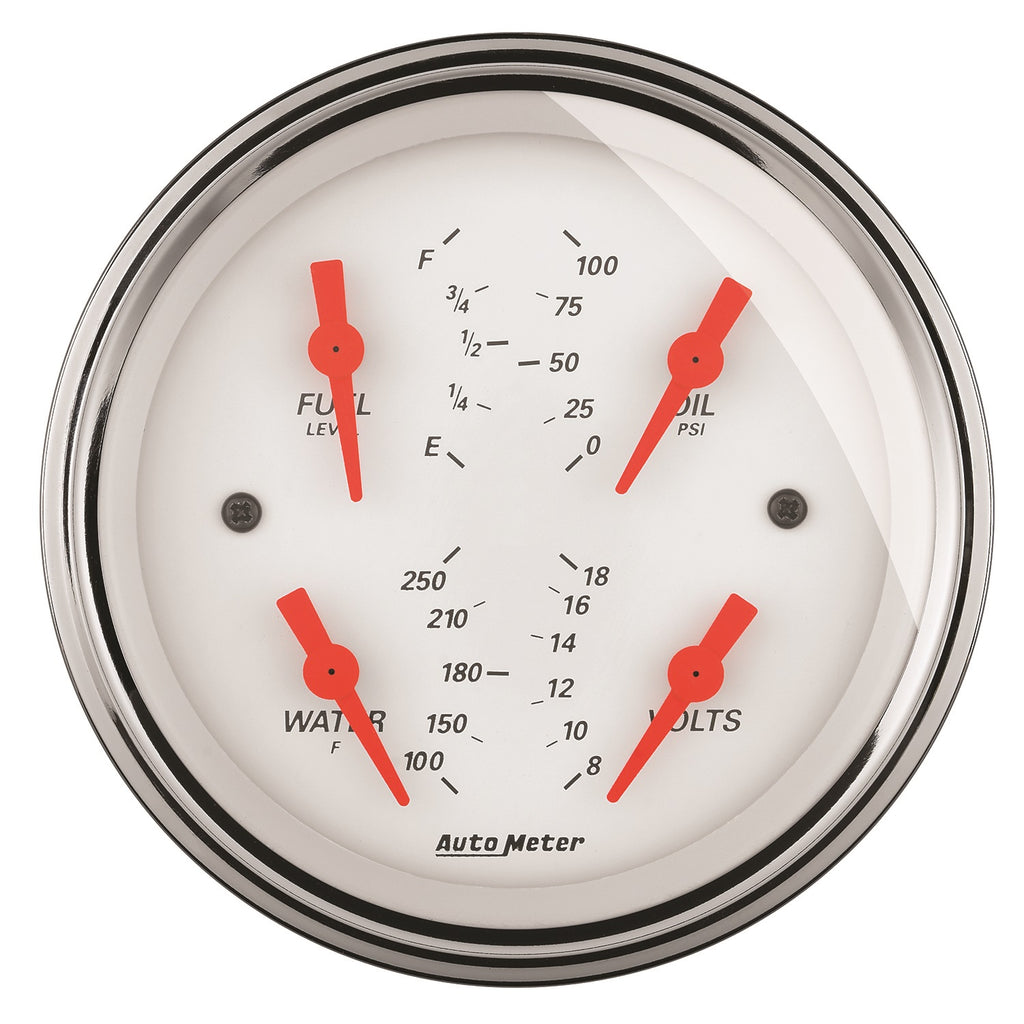 3-3/8 in. QUAD GAUGE 100 PSI/100-250 Fahrenheit/8-18V/0-90 O ARCTIC WHITE