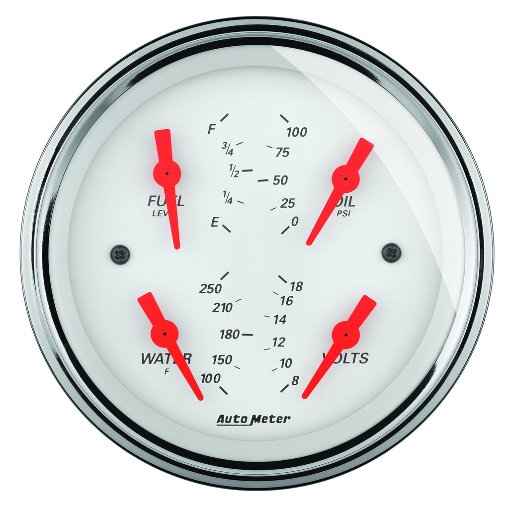 5 in. QUAD GAUGE 100 PSI/100-250 Fahrenheit/8-18V/0-90 O ARCTIC WHITE