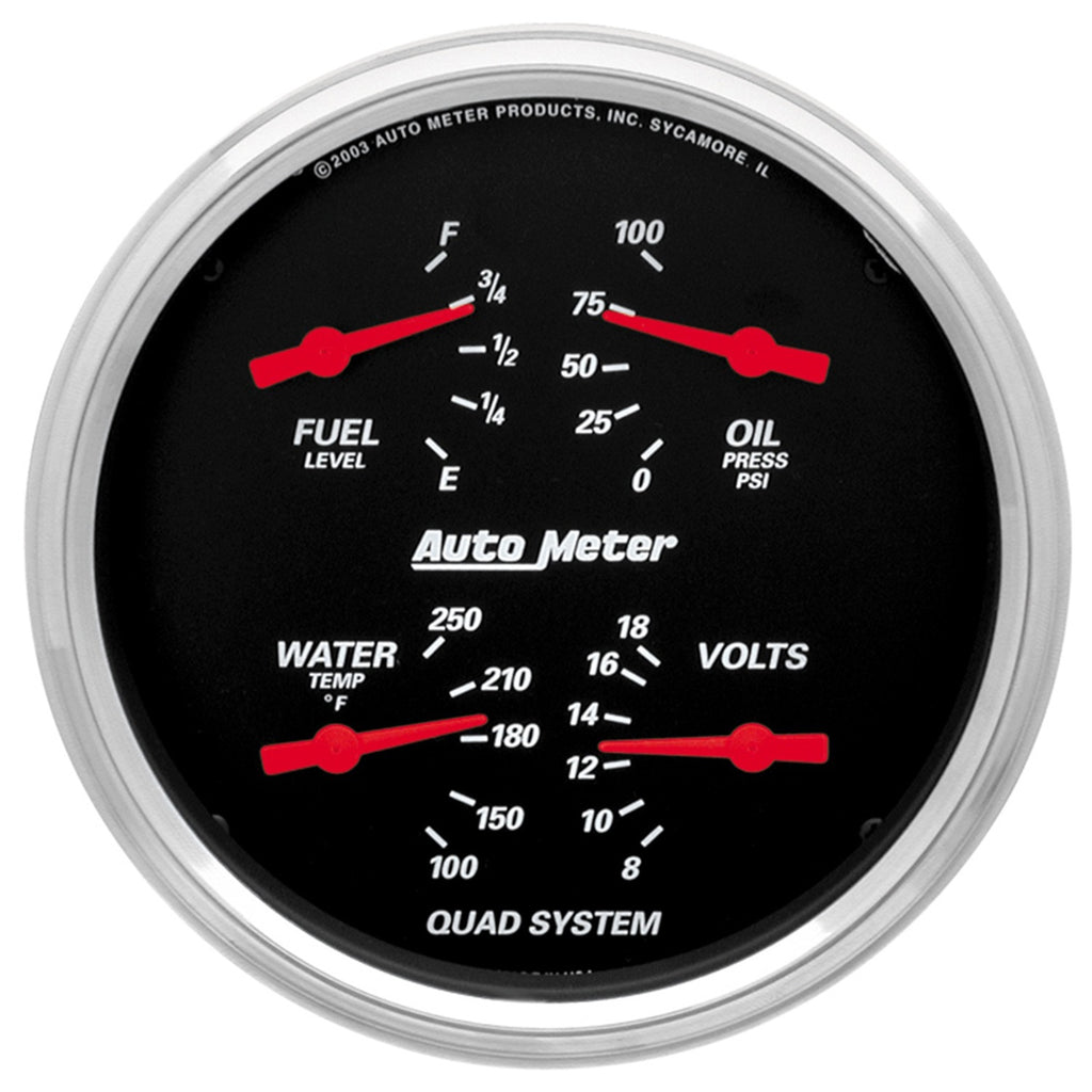 5 in. QUAD GAUGE 100 PSI/100-250 Fahrenheit/8-18V/240-33 O DESIGNER BLACK