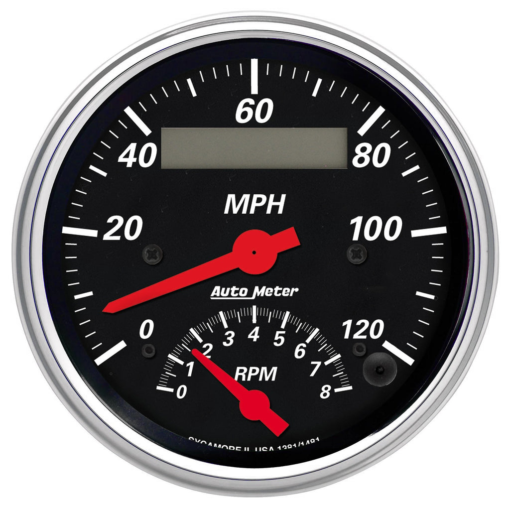 3-3/8 in. TACHOMETER/SPEEDOMETER COMBO 8K RPM/120 MPH DESIGNER BLACK