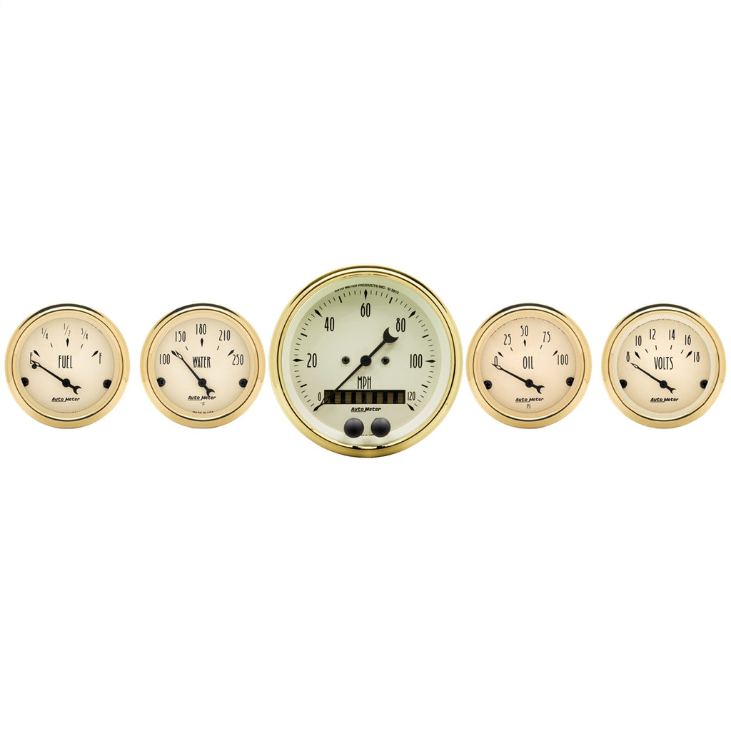 5 PC. GAUGE KIT 3-3/8 in. & 2-1/16 in.  GPS SPEEDOMETER GOLDEN OLDIES