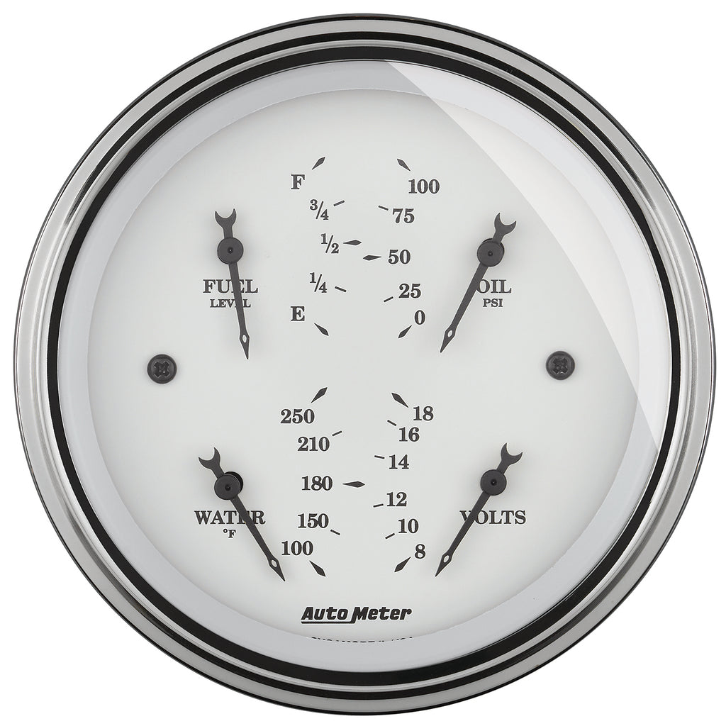 3-3/8 in. QUAD GAUGE 100 PSI/100-250 Fahrenheit/8-18V/0-90 O OLD-TYME WHITE