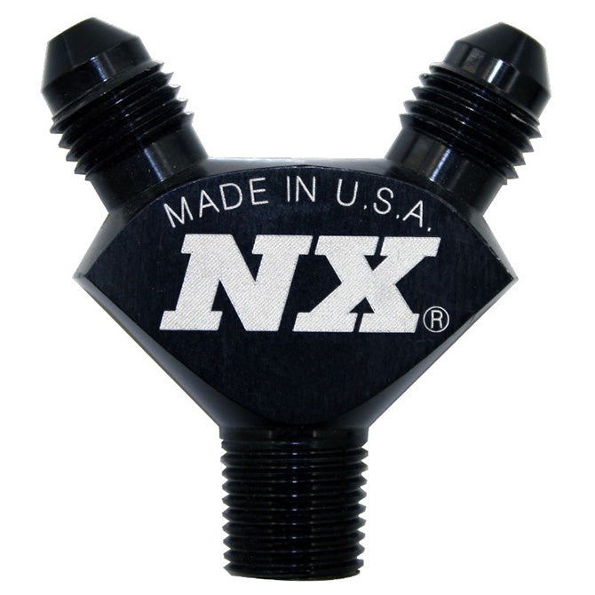 Nitrous Express 1/8NPT x 3AN x 3AN BILLET PURE-FLO Y FITTING (BLACK)