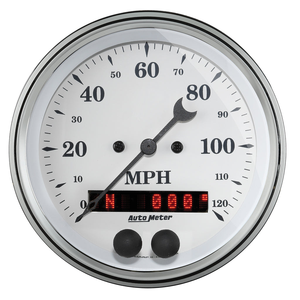 3-3/8 in. GPS SPEEDOMETER 0-120 MPH OLD-TYME WHITE