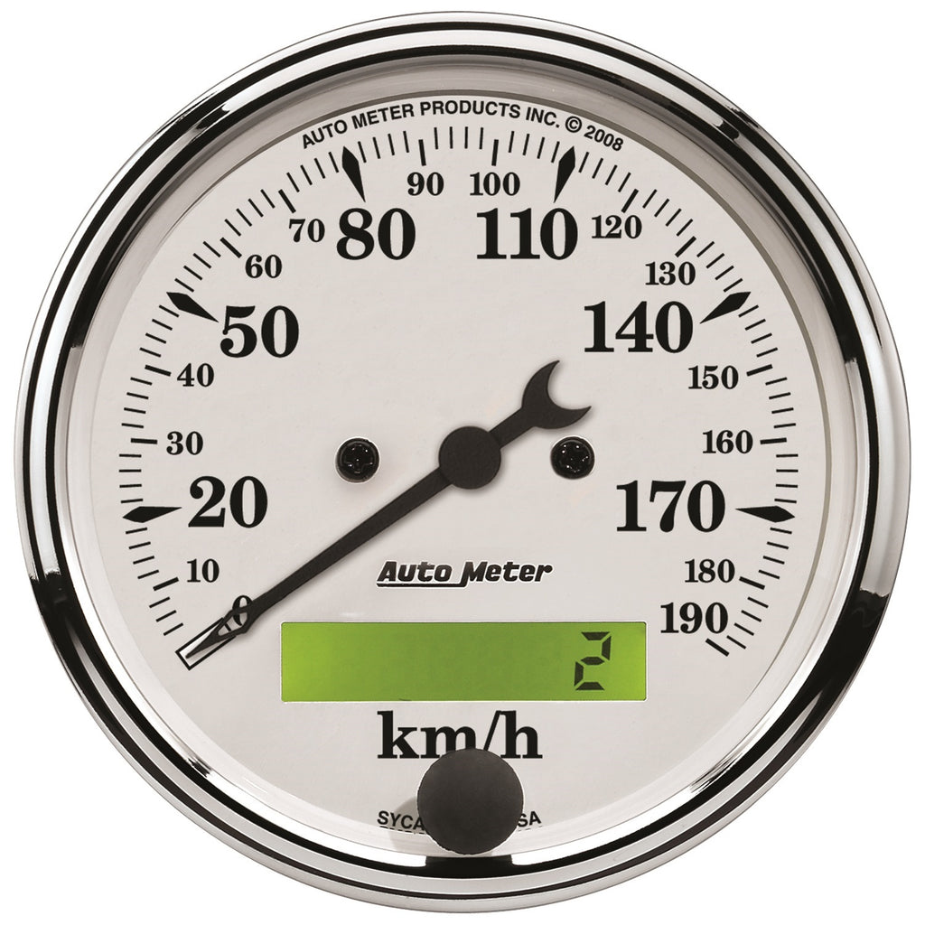 3-1/8 in. SPEEDOMETER 0-190 KPH OLD-TYME WHITE