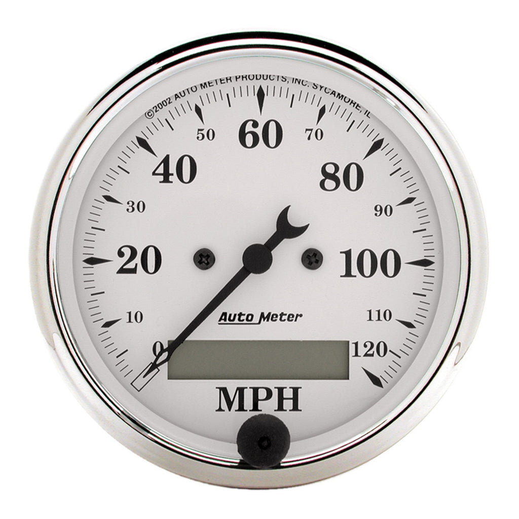 3-1/8 in. SPEEDOMETER 0-120 MPH OLD-TYME WHITE