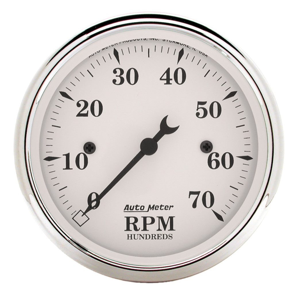 3-1/8 in. IN-DASH TACHOMETER 0-7000 RPM OLD-TYME WHITE