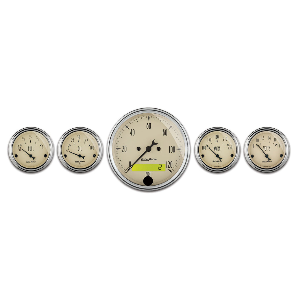 5 PC. GAUGE KIT 3-1/8 in. & 2-1/16 in.  ELEC. SPEEDOMETER ANTIQUE BEIGE