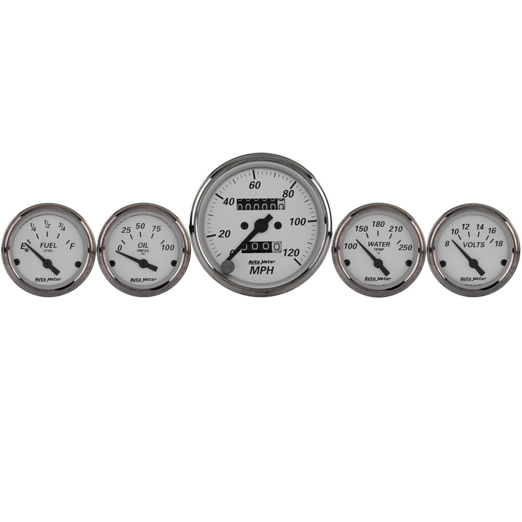 5 PC. GAUGE KIT 3-1/8 in. & 2-1/16 in.  MECH. SPEEDOMETER AMERICAN PLATINUM