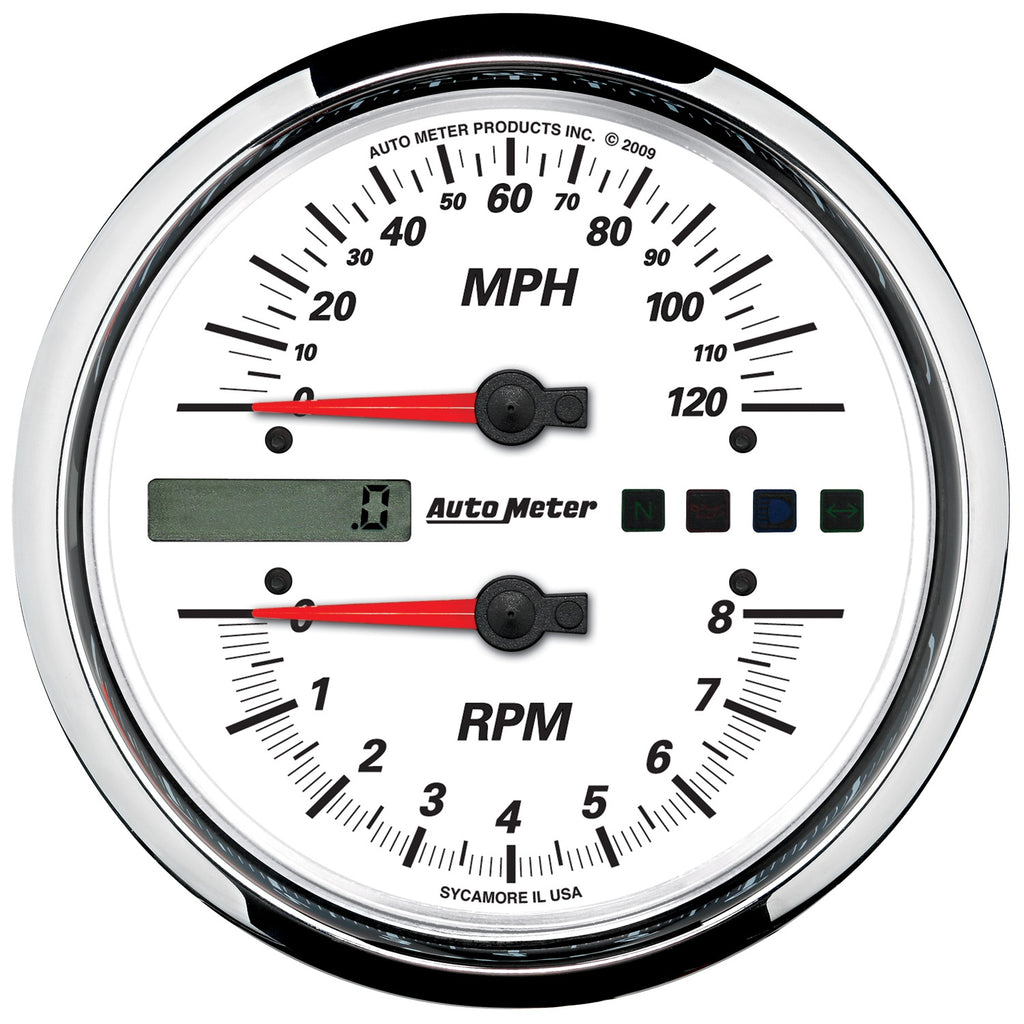 5 in. DIRECT FIT TACHOMETER/SPEEDOMETER COMBO 8K RPM/120 MPH WHITE PRO-CYCLE