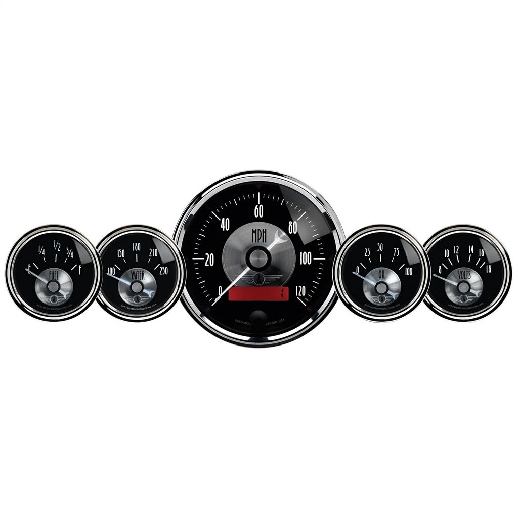 5 PC. GAUGE KIT 3-3/8 in. & 2-1/16 in.  ELEC. SPEEDO W/LCD ODO PRESTIGE BLK. DIAMOND