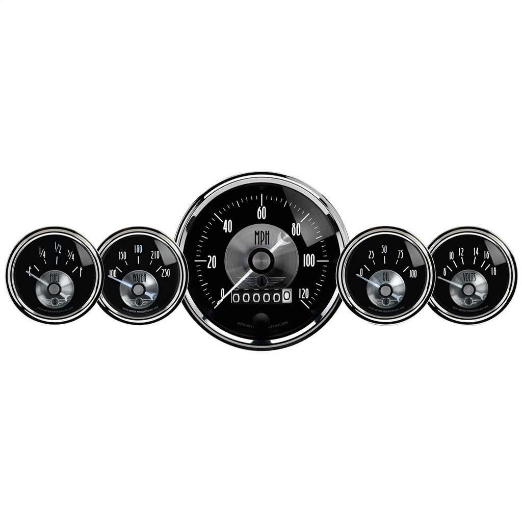 5 PC. GAUGE KIT 3-3/8 in. & 2-1/16 in.  ELEC. SPEEDO W/WHEEL ODO PRESTIGE BLK. DIAMOND