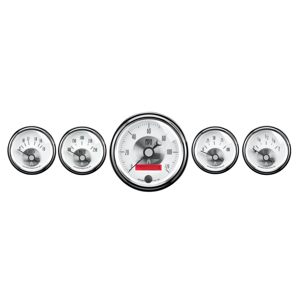 5 PC. GAUGE KIT 3-3/8 in. & 2-1/16 in.  ELEC. SPEEDO W/ LCD ODO PRESTIGE PEARL