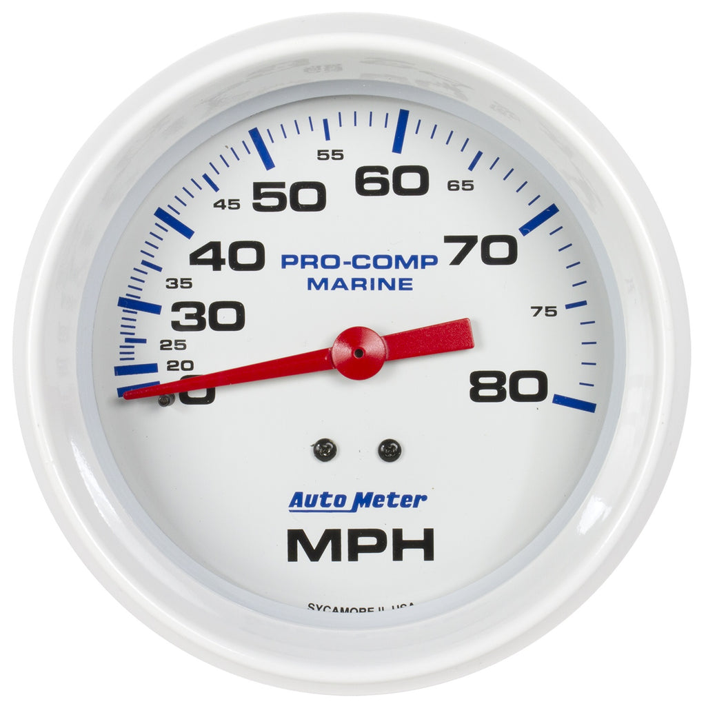 3-3/8 in. MECHANICAL SPEEDOMETER 0-80 MPH MARINE WHITE